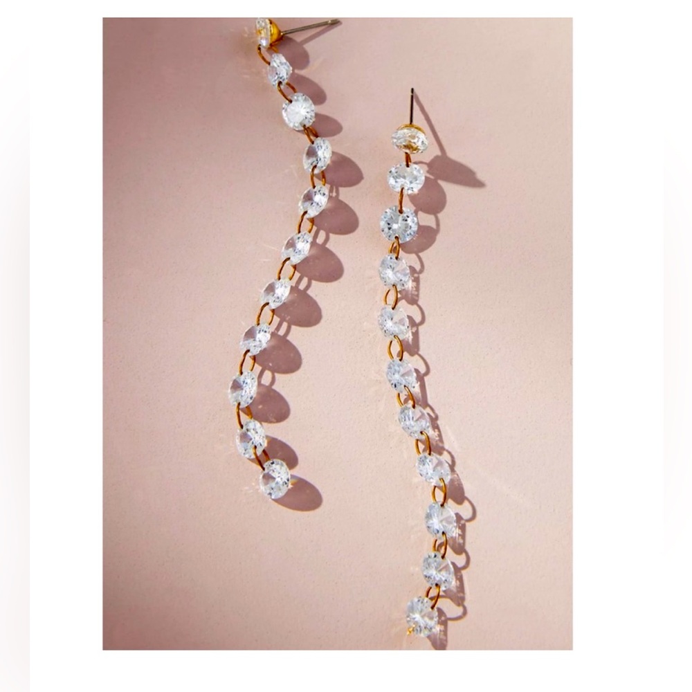Anthropologie Floating Glass Chain Earrings